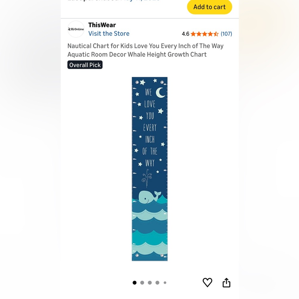 Brand new baby nautical themed growth chart